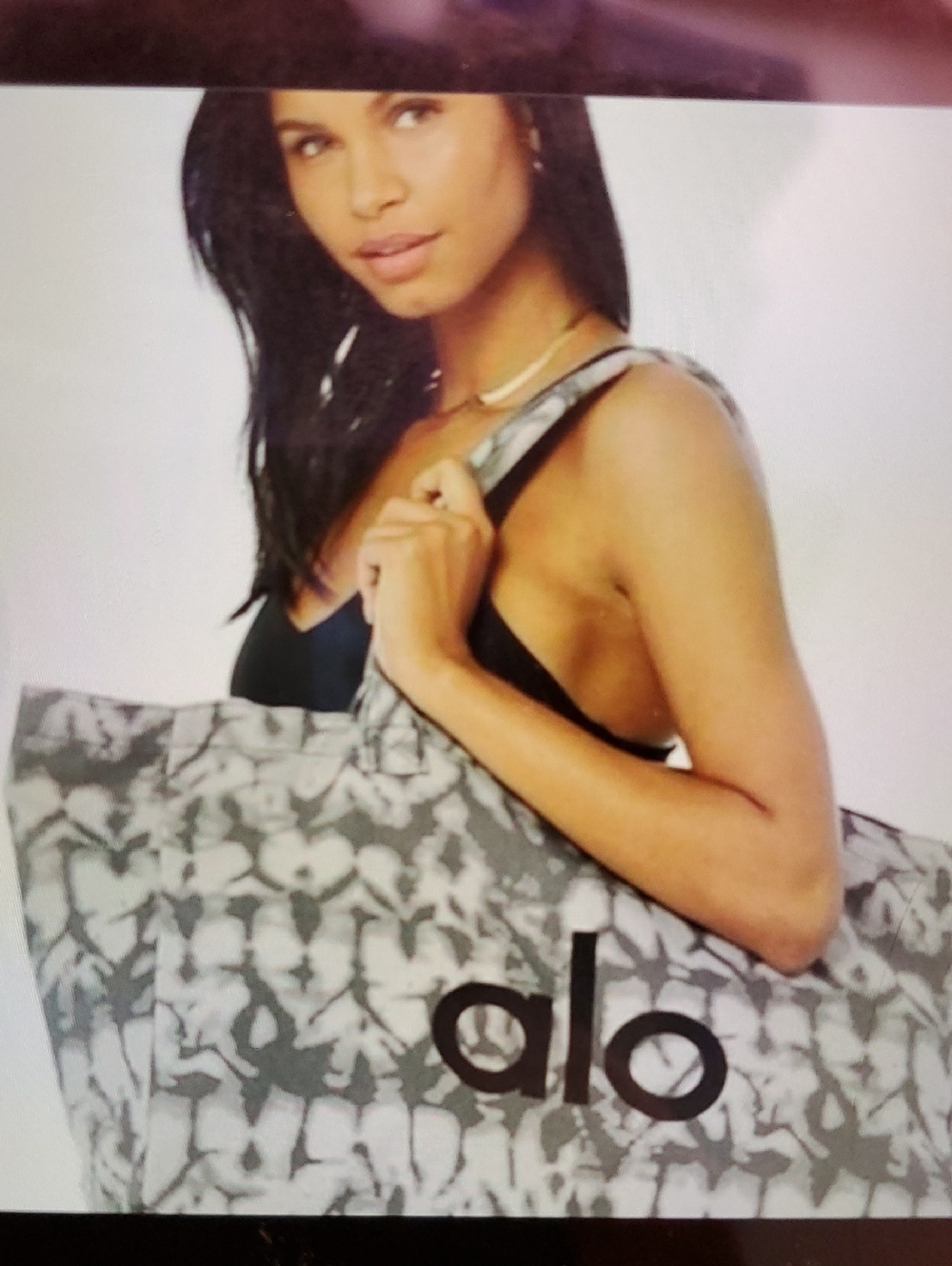 ALO Yoga Gray Patterned Tote with Logo
